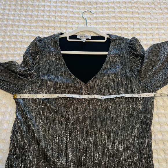 Nine West Metallic-Threaded Blouson-Sleeve Top - Picture 11 of 13